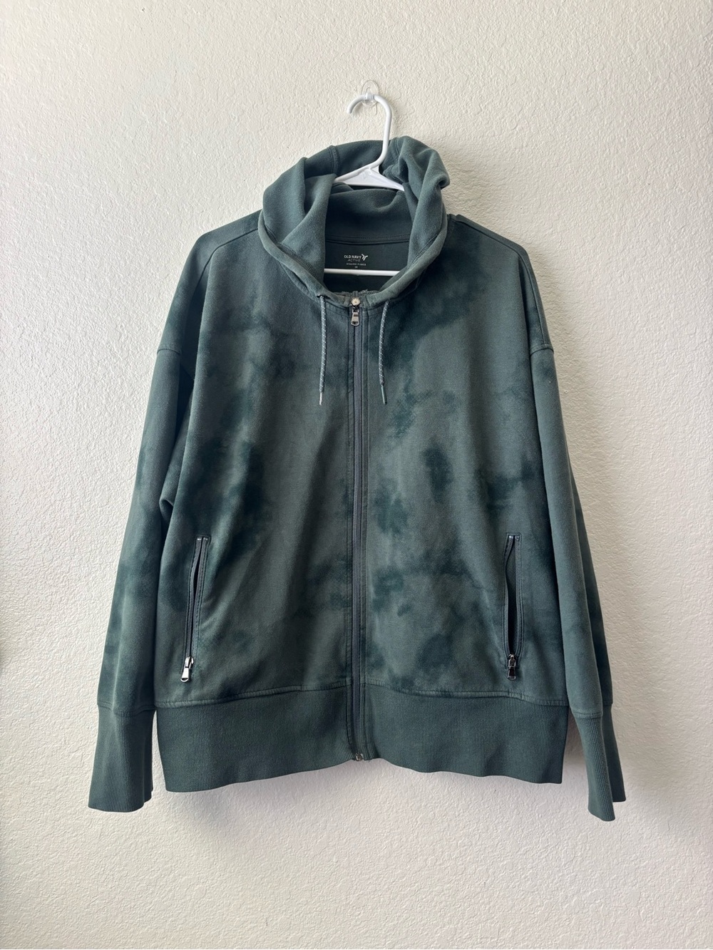 Old Navy Men's Dark Green Tie-Dye Zip Jacket
